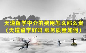 天道留学中介的费用怎么那么贵（天道留学好吗 服务质量如何）